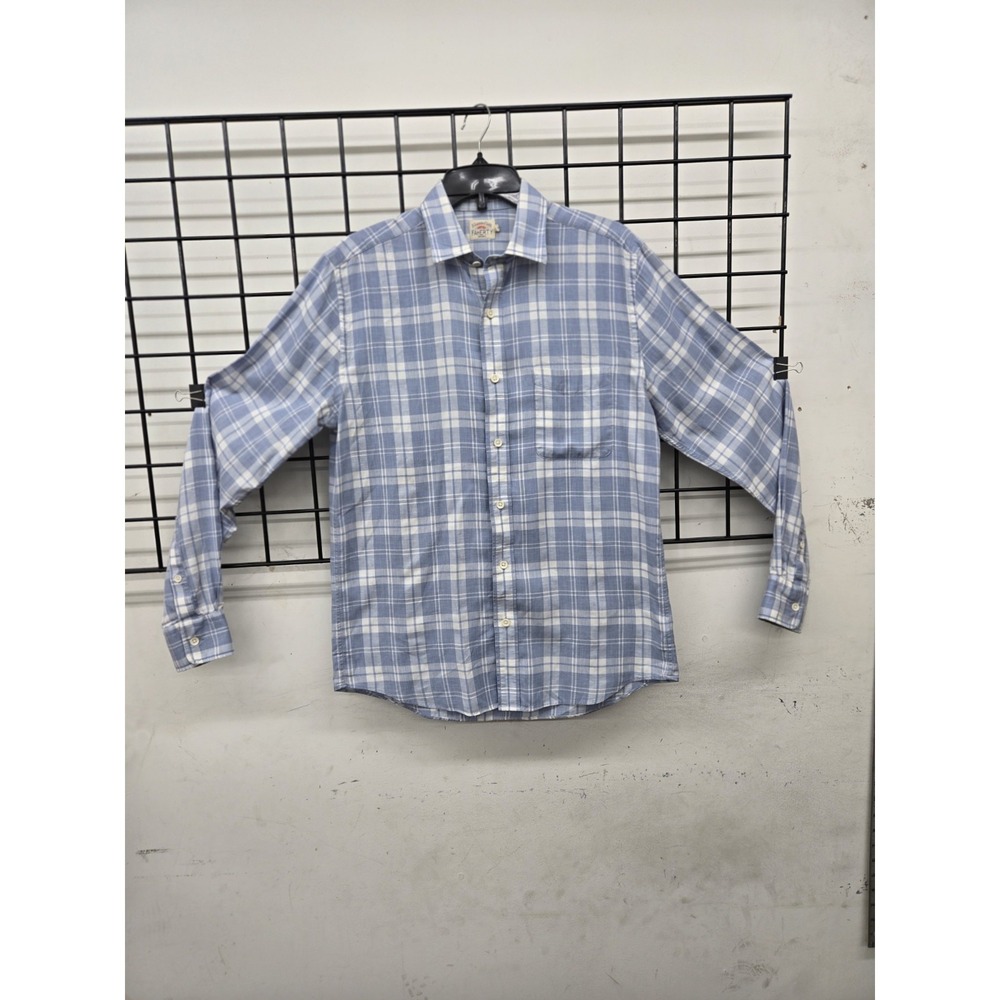 Faherty Men's Cotton Span Flannel Shirt Size Small Blue Plaid